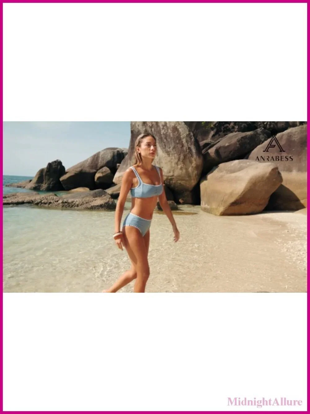 Women's Two Piece Bikini Set Ribbed Front Ruched Mid Waisted Adjustable Straps